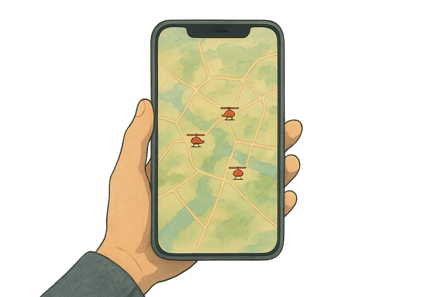A cartoon illustration of a mobile device receiving an alert.