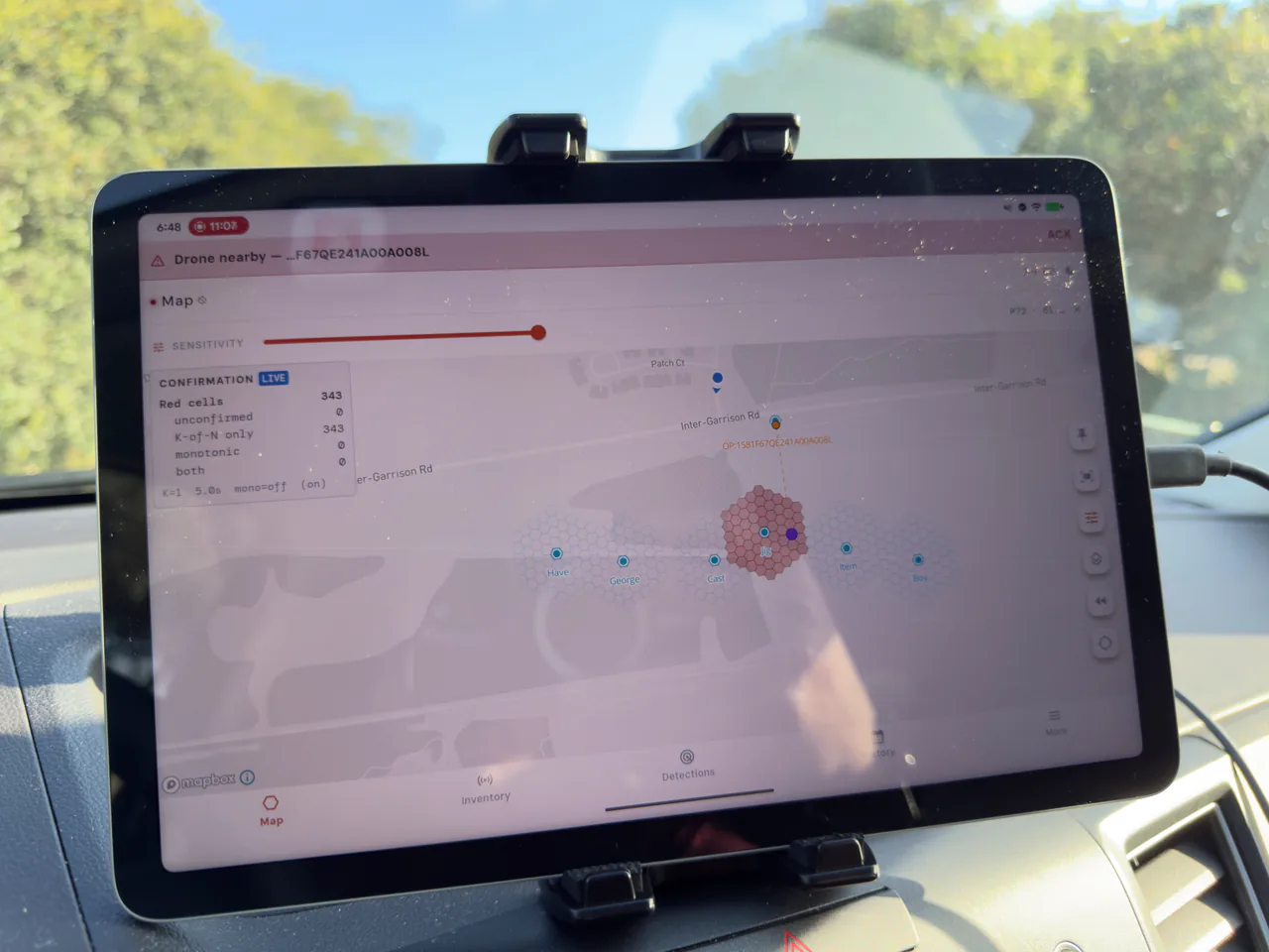 Responder running on a tablet inside a field vehicle.